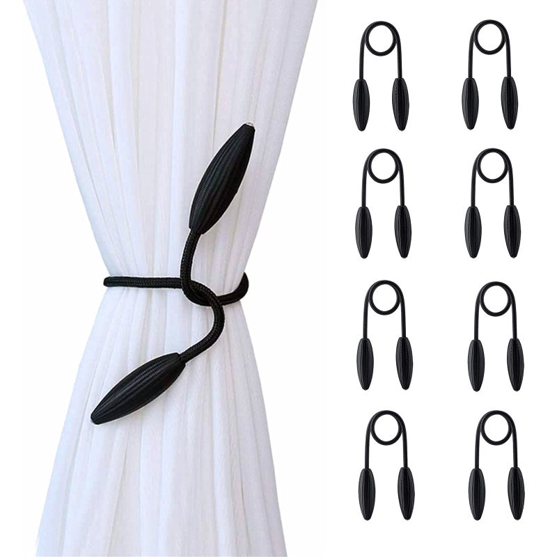 SWTOOL 8-Pack Black Curtain Holdbacks Decorative Window Drape Twist Curtains Tiebacks Random Modelling Curtain Holders - Image 1